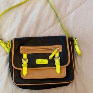 Nine West satchel black and neon green